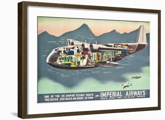 Advertising Poster for the 'Flying Boats' of Imperial Airways, 1937 (Offset Colour Lithograph)-null-Framed Giclee Print