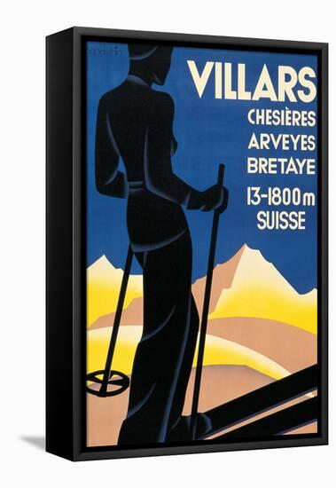 Advertising poster for Villars, Switzerland-Johannes Handschin-Framed Stretched Canvas