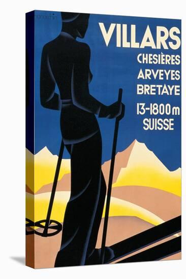 Advertising poster for Villars, Switzerland-Johannes Handschin-Stretched Canvas