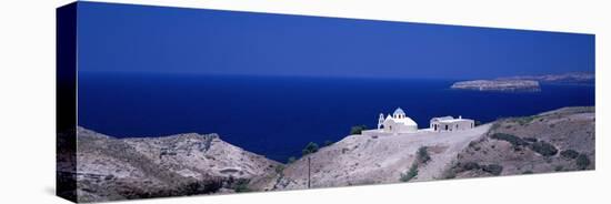 Aegean and Church Near Akrotiri Santorini Greece-null-Stretched Canvas