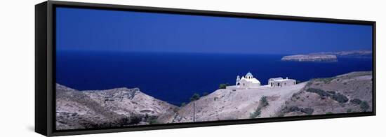 Aegean and Church Near Akrotiri Santorini Greece-null-Framed Stretched Canvas