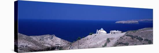 Aegean and Church Near Akrotiri Santorini Greece-null-Stretched Canvas