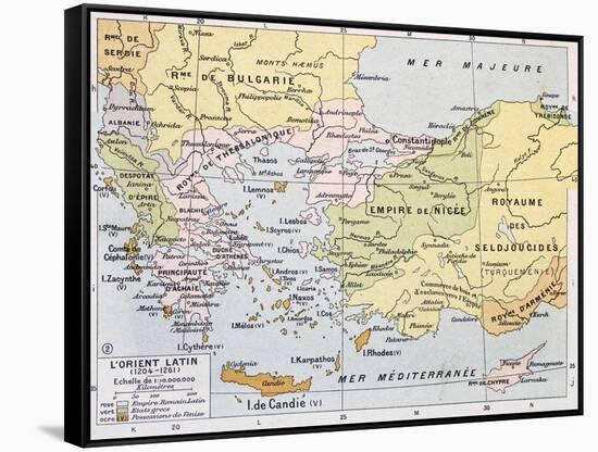 Aegean Region In 13Th Century Old Map-marzolino-Framed Stretched Canvas