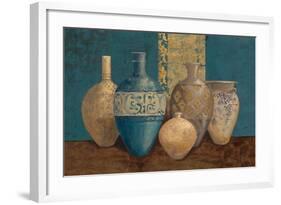 Aegean Vessels on Turquoise-Avery Tillmon-Framed Art Print