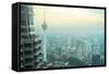 Aeial View of Kuala Lumpur from Petronas Twin Tower at Sunset-joyfull-Framed Stretched Canvas