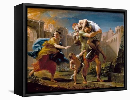 Aeneas and his family running away from the city of Troy-Pompeo Girolamo Batoni-Framed Stretched Canvas