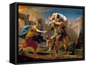 Aeneas and his family running away from the city of Troy-Pompeo Girolamo Batoni-Framed Stretched Canvas