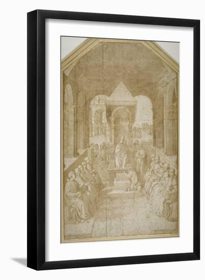 Aeneas Piccolomini Kissing the Slipper of Pope Eugenius, after Pinturicchio-null-Framed Giclee Print