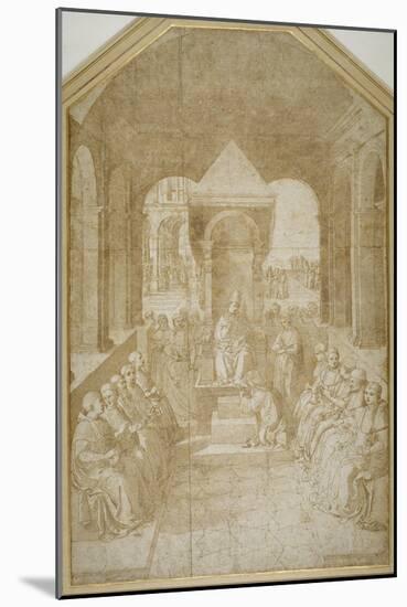 Aeneas Piccolomini Kissing the Slipper of Pope Eugenius, after Pinturicchio-null-Mounted Giclee Print