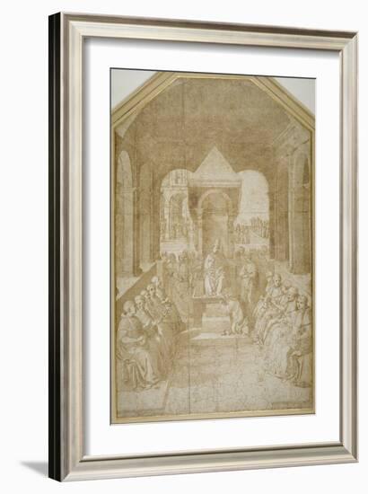 Aeneas Piccolomini Kissing the Slipper of Pope Eugenius, after Pinturicchio-null-Framed Giclee Print