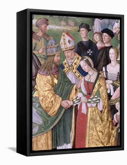 Aeneas Sylvius Piccolomini (1405-64) Presents Eleonora of Aragon to Frederick III (1415-93),…-Bernardino di Betto Pinturicchio-Framed Stretched Canvas