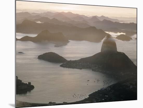 Aerial at Dusk of Sugar Loaf Mountain and Rio de Janeiro-Dmitri Kessel-Mounted Photographic Print