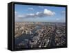 Aerial Cityscape Showing River Thames, Tower Bridge and Railway Tracks, London, England-Charles Bowman-Framed Stretched Canvas