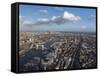 Aerial Cityscape Showing River Thames, Tower Bridge and Railway Tracks, London, England-Charles Bowman-Framed Stretched Canvas