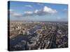 Aerial Cityscape Showing River Thames, Tower Bridge and Railway Tracks, London, England-Charles Bowman-Stretched Canvas