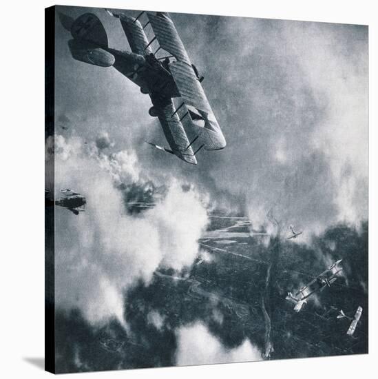 Aerial Combat on the Western Front, WWI Photogravure-Stapleton Collection-Stretched Canvas