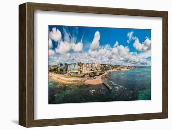 Aerial drone panoramic view of promenade in Cascais, on the Portuguese Riveira-Alexandre Rotenberg-Framed Photographic Print