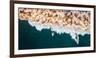 Aerial drone photo of surfers riding Pacific Ocean waves in San Diego, California at Sunset Cliffs-David Chang-Framed Photographic Print