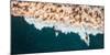 Aerial drone photo of surfers riding Pacific Ocean waves in San Diego, California at Sunset Cliffs-David Chang-Mounted Premium Photographic Print