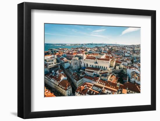 Aerial drone view of Carmo Church and surrounding historic neighbourhood in Chiado-Alexandre Rotenberg-Framed Photographic Print