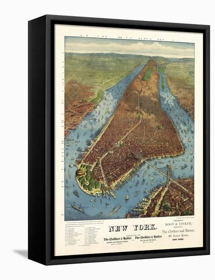 Aerial Map for Root and Tinker of New York-null-Framed Stretched Canvas