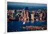 Aerial morning View of Boston Skyline and Financial District and Wharf area, Boston, MA-null-Framed Photographic Print