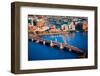 Aerial morning View of Longfellow Arched Bridge over Charles River to Cambridge, Boston, MA-null-Framed Photographic Print