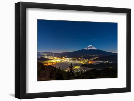 Aerial Mount Fuji with Kawaguchiko Lake at Night-vichie81-Framed Photographic Print