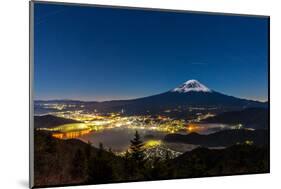 Aerial Mount Fuji with Kawaguchiko Lake at Night-vichie81-Mounted Photographic Print