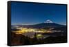 Aerial Mount Fuji with Kawaguchiko Lake at Night-vichie81-Framed Stretched Canvas