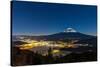 Aerial Mount Fuji with Kawaguchiko Lake at Night-vichie81-Stretched Canvas