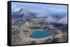 Aerial of a Blue Lake with Mount Ngauruhoe in the Background, Tongariro National Park, North Island-Michael Runkel-Framed Stretched Canvas