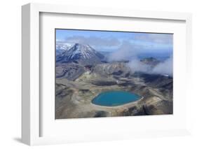 Aerial of a Blue Lake with Mount Ngauruhoe in the Background, Tongariro National Park, North Island-Michael Runkel-Framed Photographic Print