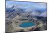 Aerial of a Blue Lake with Mount Ngauruhoe in the Background, Tongariro National Park, North Island-Michael Runkel-Mounted Photographic Print