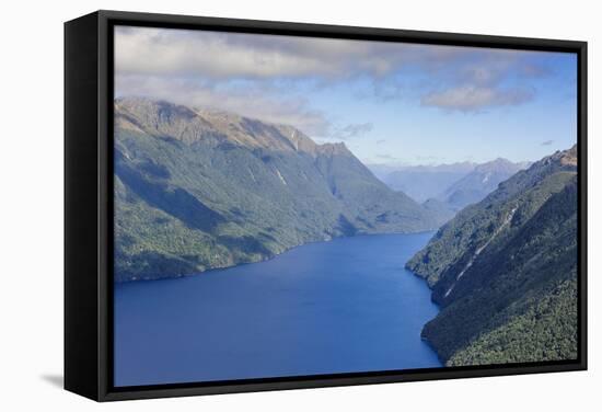 Aerial of a Huge Fjord in Fiordland National Park-Michael-Framed Stretched Canvas