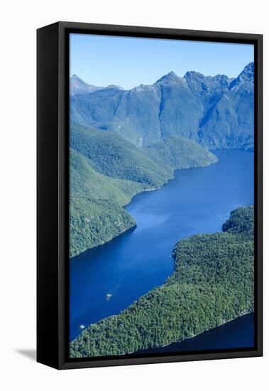 Aerial of a Huge Fjord in Fiordland National Park-Michael-Framed Stretched Canvas