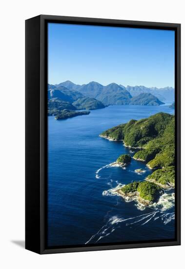 Aerial of a Huge Fjord in Fiordland National Park-Michael-Framed Stretched Canvas