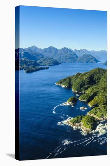 Aerial of a Huge Fjord in Fiordland National Park-Michael-Stretched Canvas