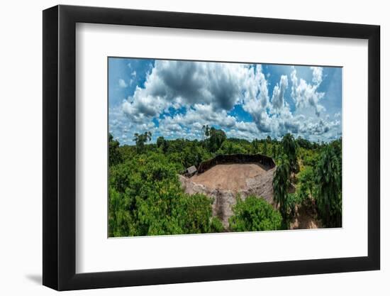 Aerial of a shabono (yanos), the traditional communal dwellings of the Yanomami tribes-Michael Runkel-Framed Photographic Print