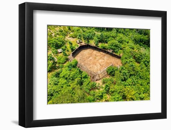 Aerial of a shabono (yanos), the traditional communal dwellings of the Yanomami tribes-Michael Runkel-Framed Photographic Print