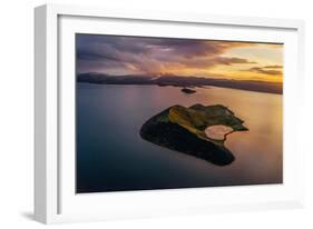 Aerial of a Small Island Named Sandey in Thingvallavatn or Lake Thingvellir, Iceland-Arctic-Images-Framed Photographic Print