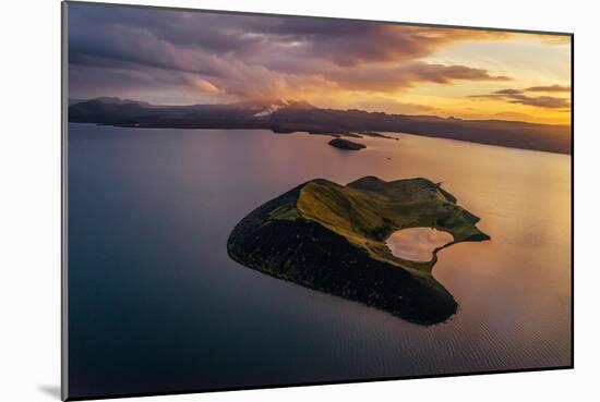Aerial of a Small Island Named Sandey in Thingvallavatn or Lake Thingvellir, Iceland-Arctic-Images-Mounted Photographic Print