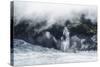 Aerial of a Waterfall Flowing into the Icefield of Fox Glacier-Michael Runkel-Stretched Canvas