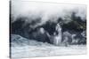 Aerial of a Waterfall Flowing into the Icefield of Fox Glacier-Michael Runkel-Stretched Canvas