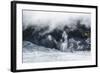 Aerial of a Waterfall Flowing into the Icefield of Fox Glacier-Michael Runkel-Framed Photographic Print