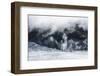 Aerial of a Waterfall Flowing into the Icefield of Fox Glacier-Michael Runkel-Framed Photographic Print