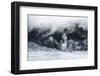 Aerial of a Waterfall Flowing into the Icefield of Fox Glacier-Michael Runkel-Framed Photographic Print