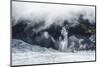 Aerial of a Waterfall Flowing into the Icefield of Fox Glacier-Michael Runkel-Mounted Photographic Print