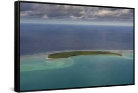 Aerial of Aitutaki lagoon, Rarotonga and the Cook Islands, South Pacific, Pacific-Michael Runkel-Framed Stretched Canvas