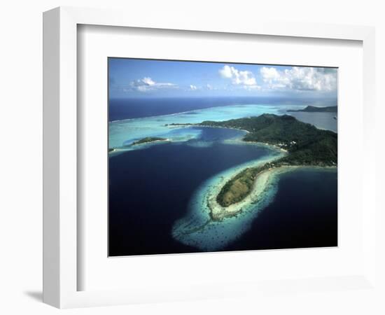 Aerial of Beautiful Bora Bora, Tahiti, French Polynesia-Bill Bachmann-Framed Photographic Print